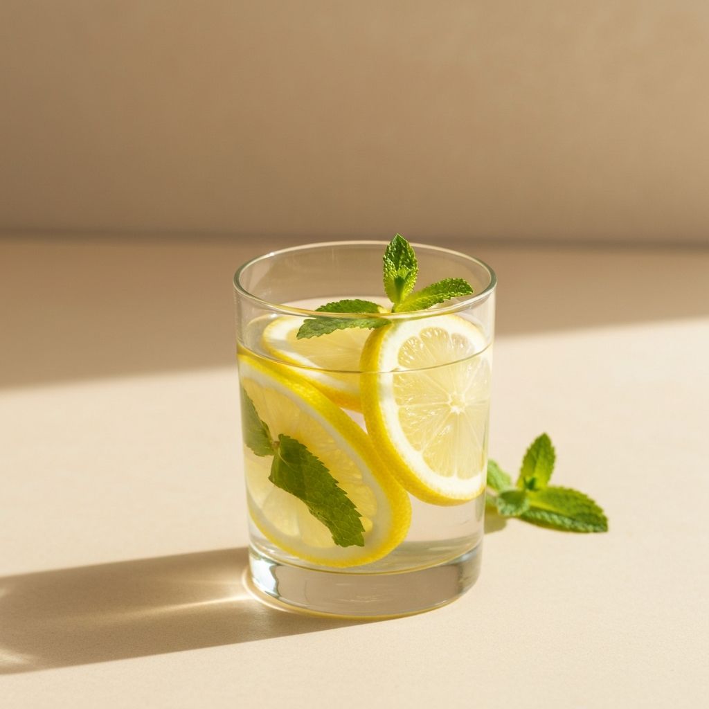 Pahar de apă proaspătă cu lămâie